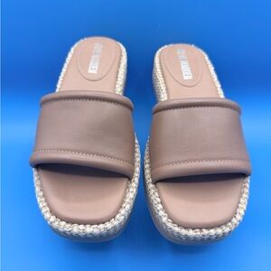 Steve Madden Boardwalk Tan Platform Slide Sandals